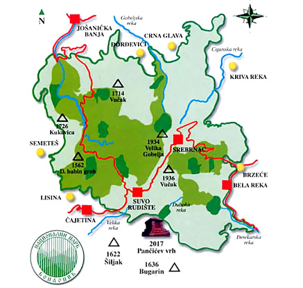 Mapa nacionalnog parka Kopaonik